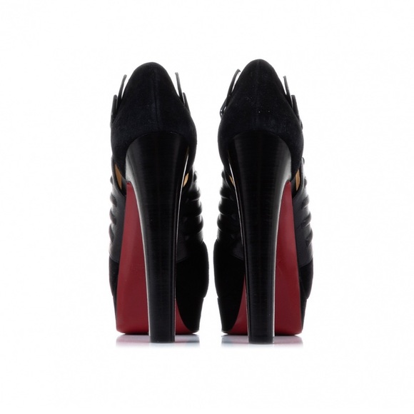 Christian Louboutin black suede platform heels - Picture 4 of 5